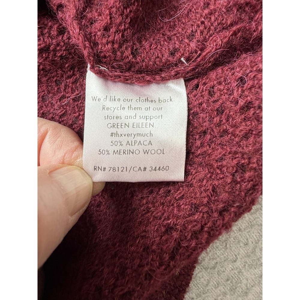 Eileen Fisher Knit Sweater Womens XL Red‎ Alpaca Merino Wool Scoop Neck USA - Picture 11 of 14